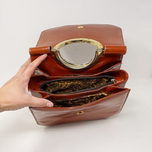 Talja Genuine Leather Handcrafted Italian Embossed Horse Pattern Bag Tan Brown - Picture 8 of 14